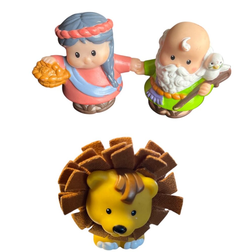 FISHER PRICE LITTLE PEOPLE Noah and Naamah Naomi Touch & Feel Lion Noahs Ark